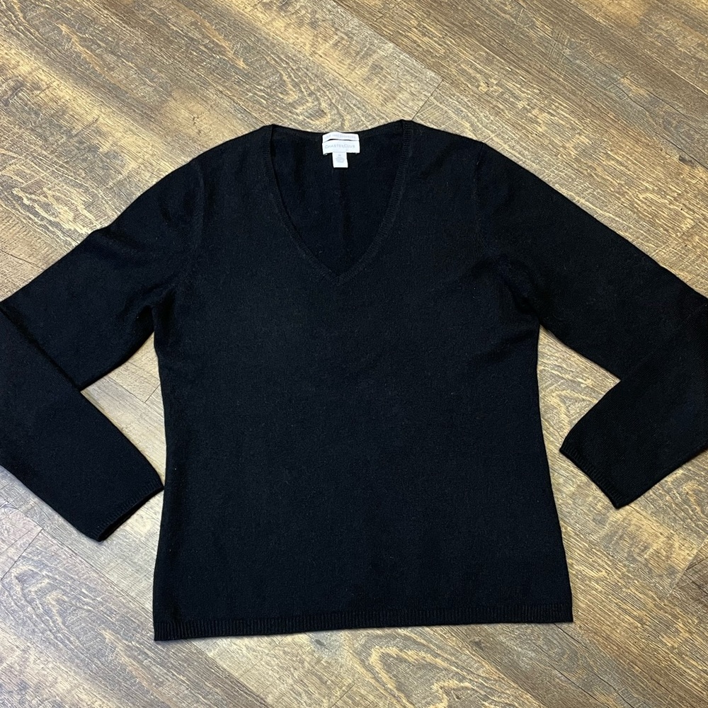 Charter Club 2 Ply 100% Cashmere V-Neck Black Soft Sweater Women’s Medium - Picture 1 of 9